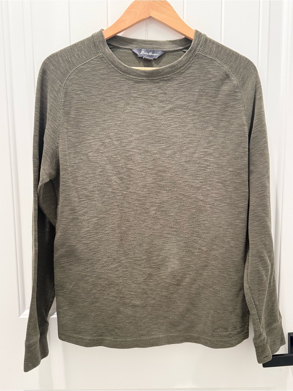 Eddie Bauer Olive Green Long Sleeve Crewneck Shirt